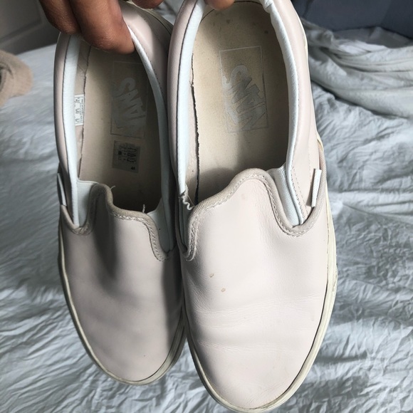 Vans Shoes - Pale Pink Leather Vans Classic Slip-on